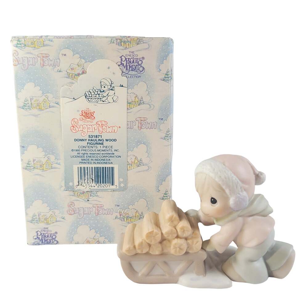 Precious Moments Sugar Town  Donny Hauling Wood Figurine Enesco 531871 1995